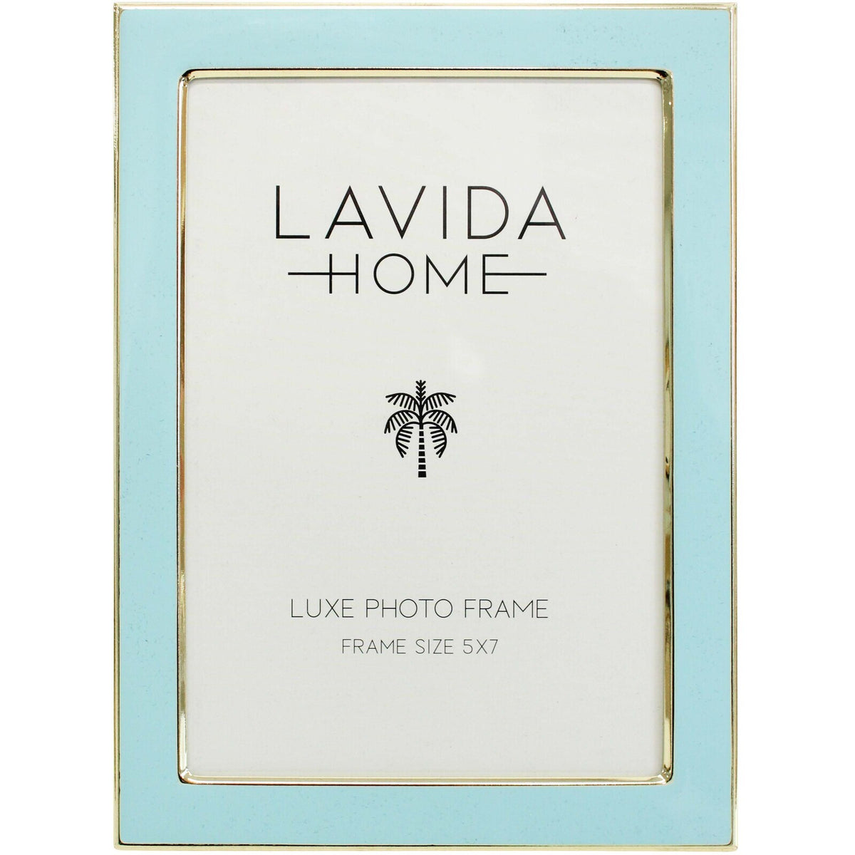 LVD Enamel Iron Glass Luxe 5x7" Photo Frame Display - Aqua/Gold