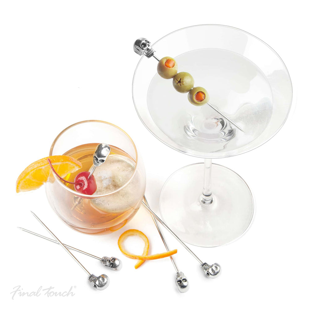 6pc Final Touch Brain Freeze Skull Picks Home Kitchen Barware