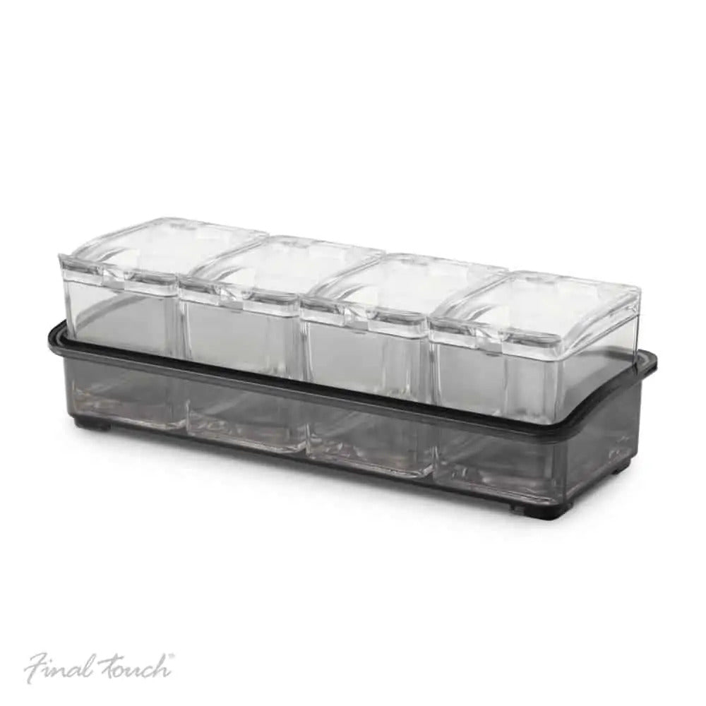 5pc Final Touch Garnish Bar Caddy Tray Container Clear