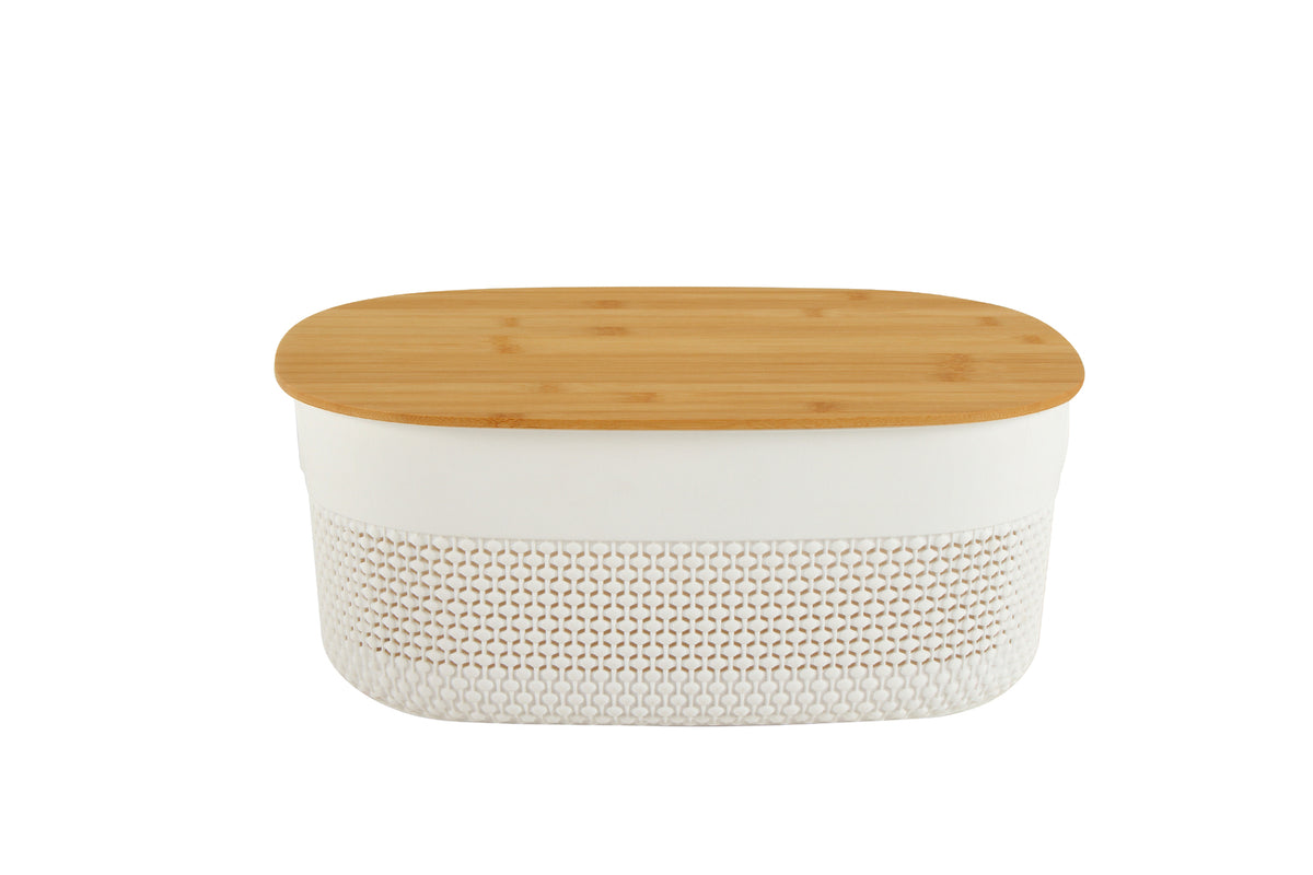 Home Expression 38x29cm Oval Plastic Basket w/ Lid Organiser - White
