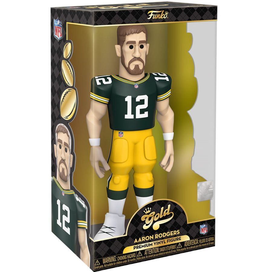 NFL Football Aaron Rodgers Packers Gold Vinyl Action Figure Toy 12in