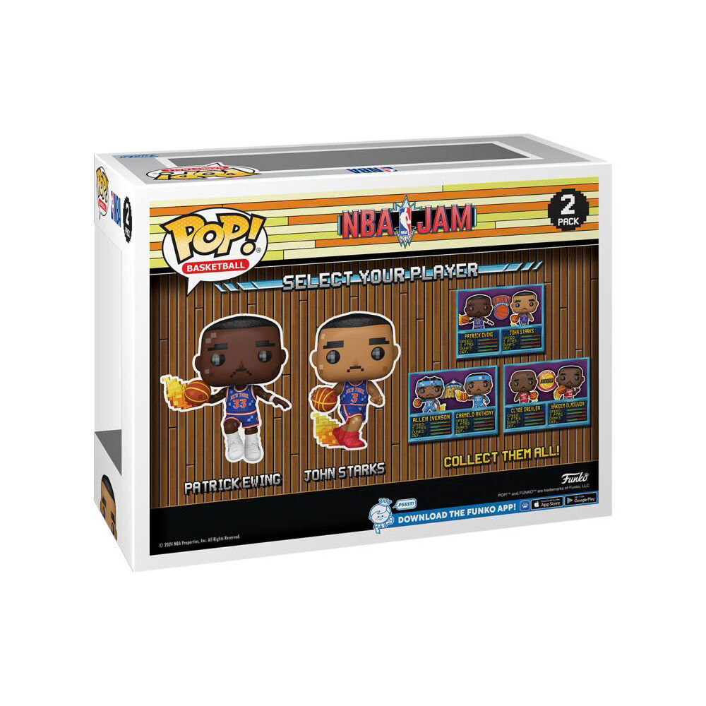 2pc NBA JAM Knicks Patrick Ewing & John Starks 8-Bit Pop Vinyl 4in