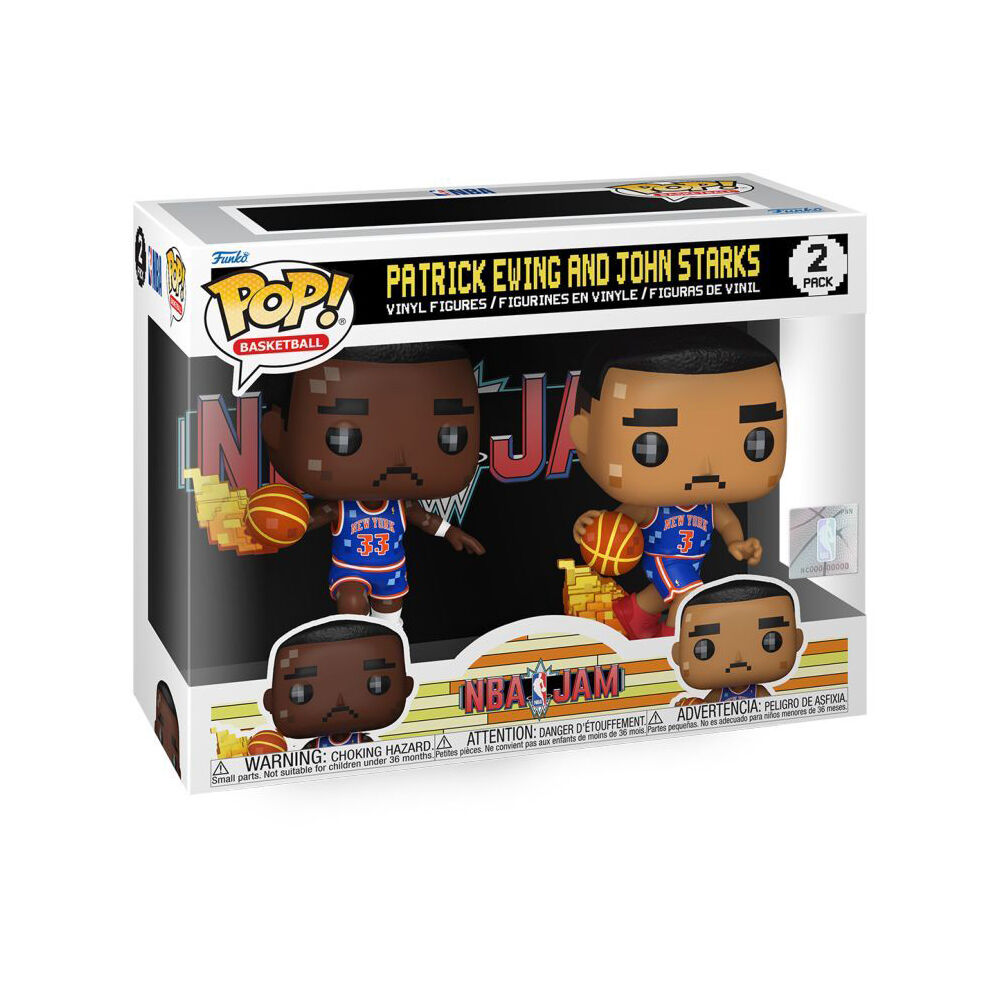 2pc NBA JAM Knicks Patrick Ewing & John Starks 8-Bit Pop Vinyl 4in