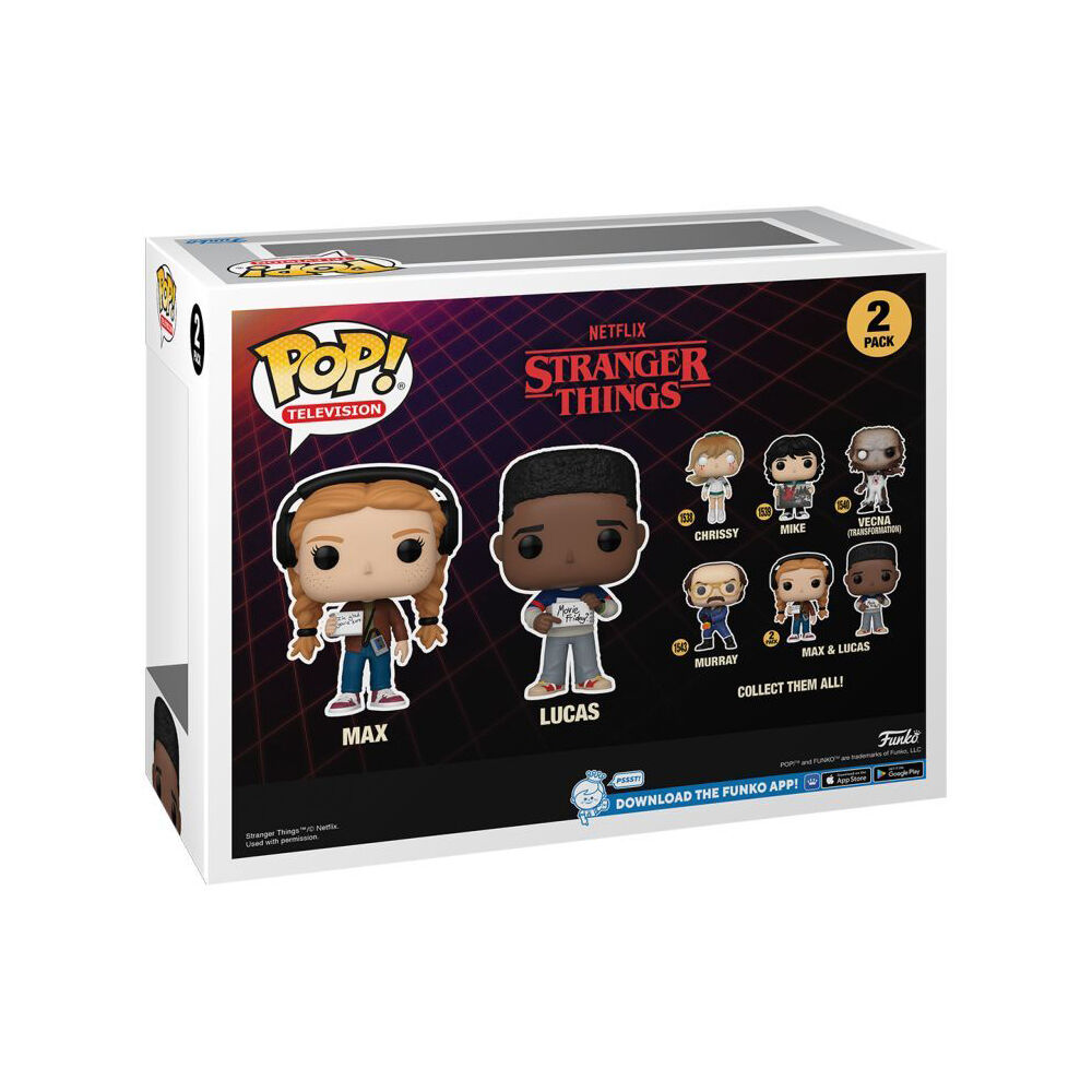 2pc Stranger Things Max & Lucas Pop Vinyl Figures 3.9/4.1in 3y+