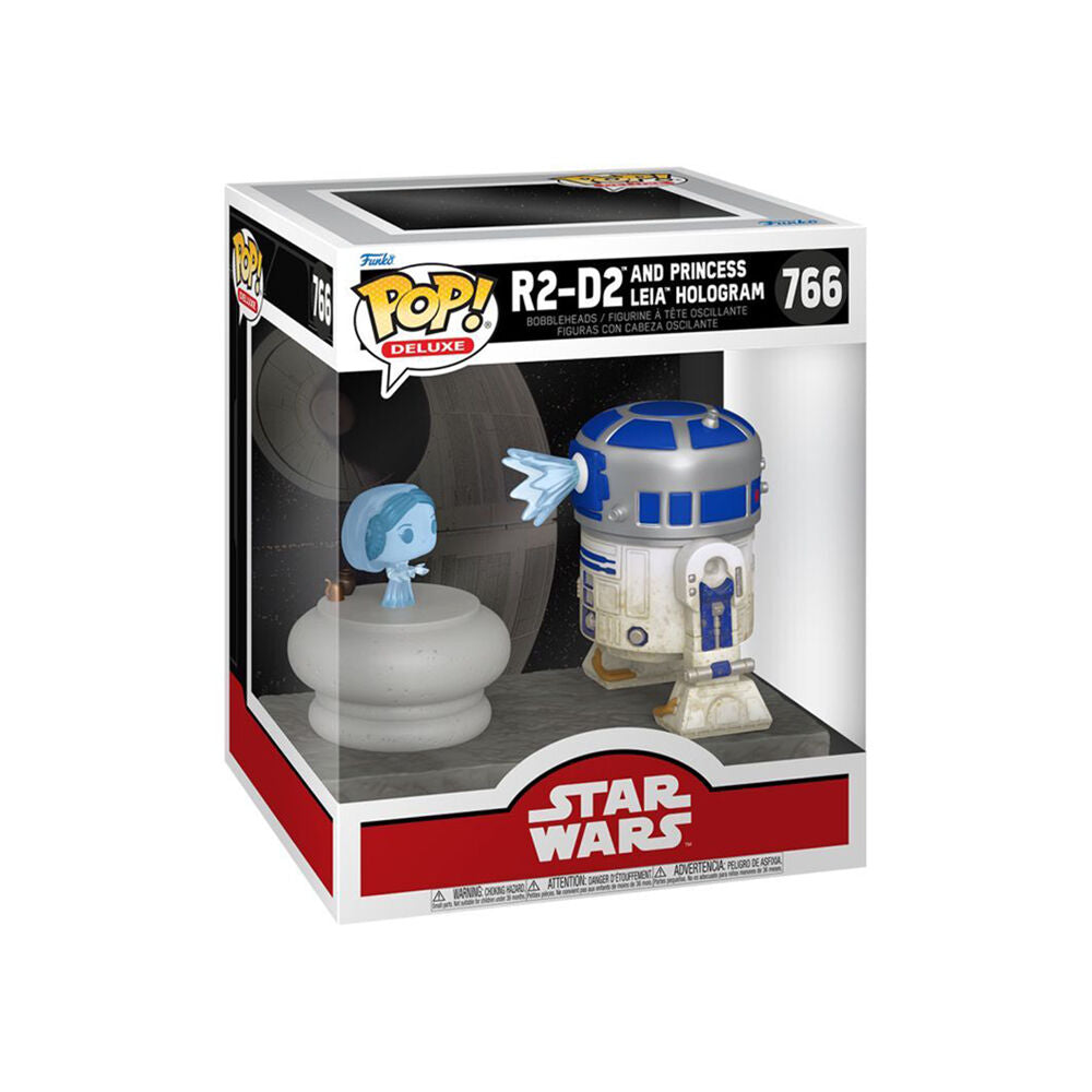 Star Wars R2D2 w/ Leia Hologram Deluxe Pop! Action Figure Toy