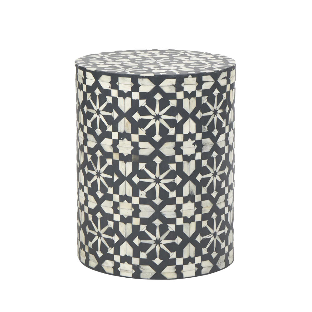 Belle Adina Plyboard Bone Inlay Side Table 35x45cm - Grey