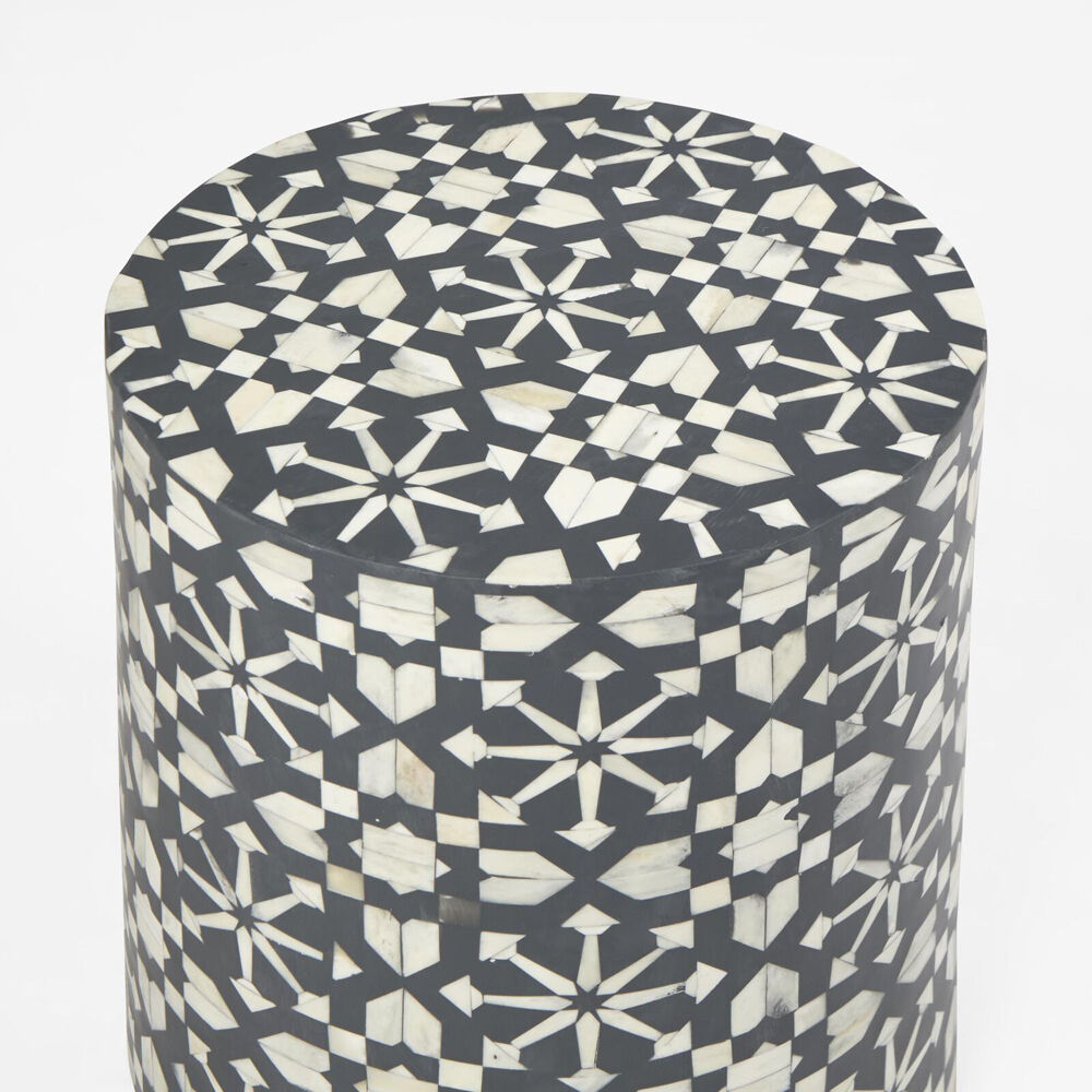 Belle Adina Plyboard Bone Inlay Side Table 35x45cm - Grey