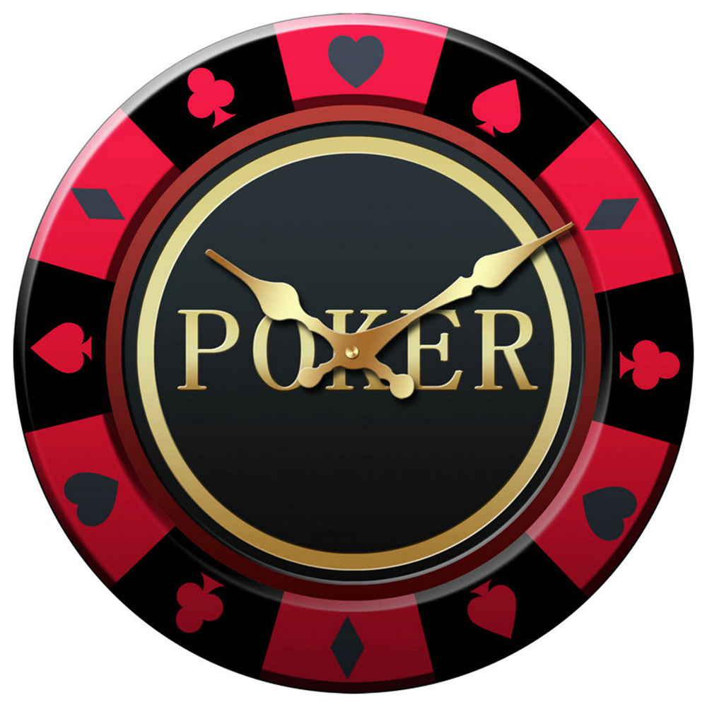 Poker Glass Analogue Standing Desk Clock 17cm Round Decor