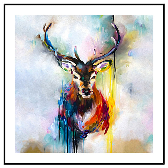 Deer Framed Print Hanging Decor Square 80x80cm Glass/Plastic