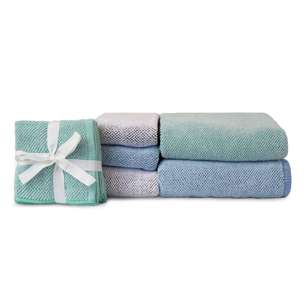 4pc Tommy Bahama 33x33cm Washed Pebble Face Washer Ice Blue/Aqua