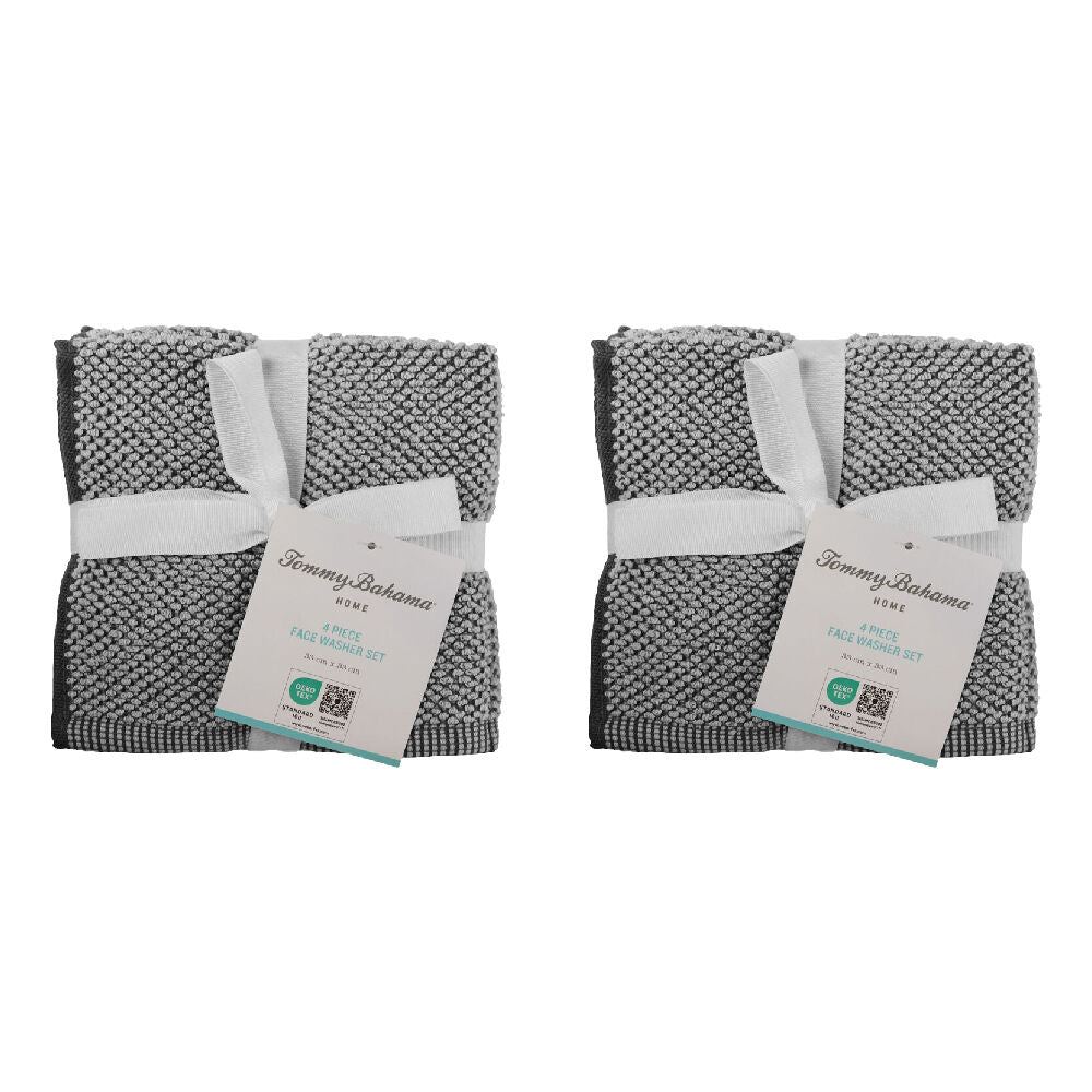8pc Tommy Bahama Washed Pebble Face Washer White/Graphite