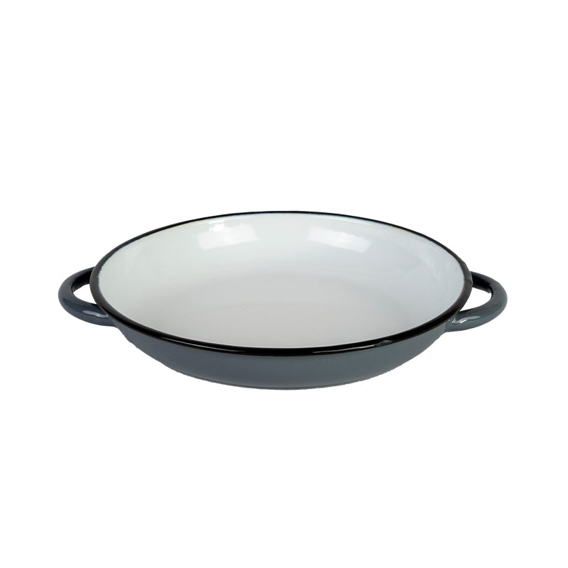 2x Urban Style Enamelware 24cm Ragout Plate w/ Black Rim - Grey/White