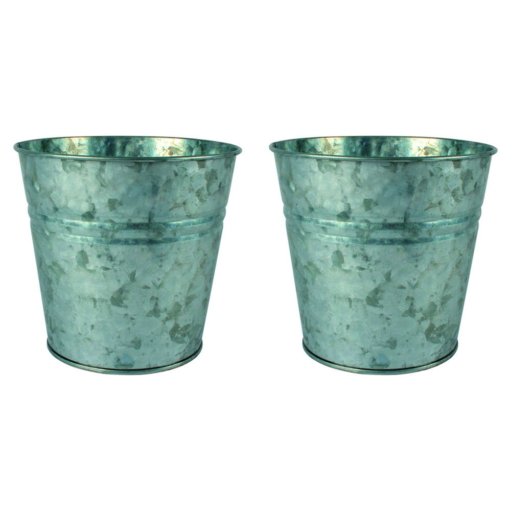 2PK Yard Master 16cm Loke Antiqued Pot Planter - Silver
