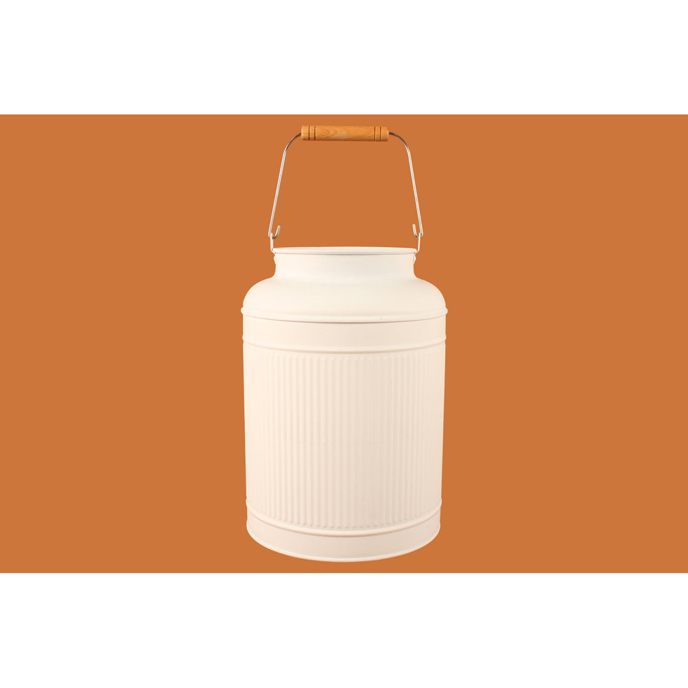 Yard Master 26cm Maja Emboss Metal Milk Can Plant Container - White