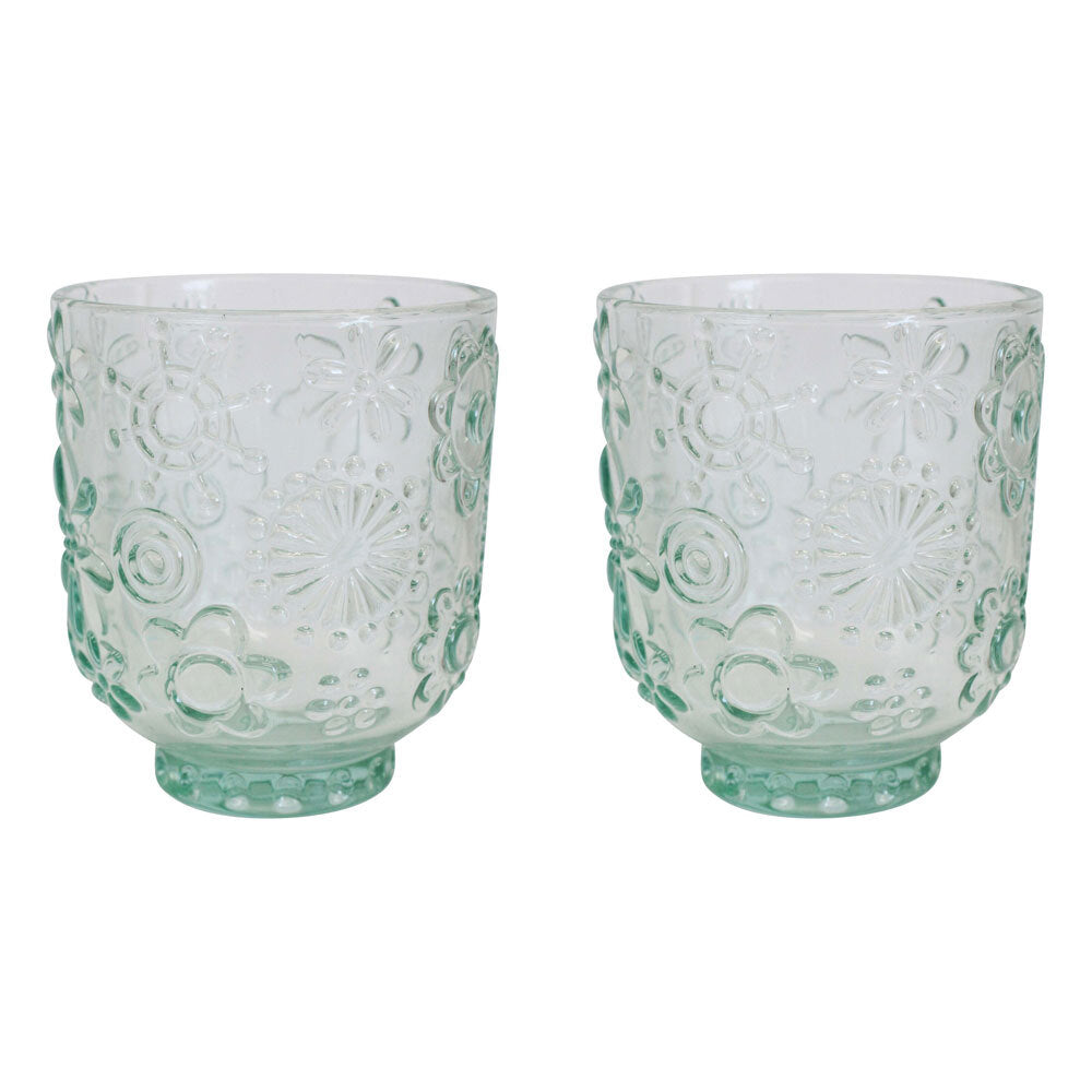 2PK LVD Garden 10cm Glass Tumbler Water/Juice Drinking Cup - Mint Green