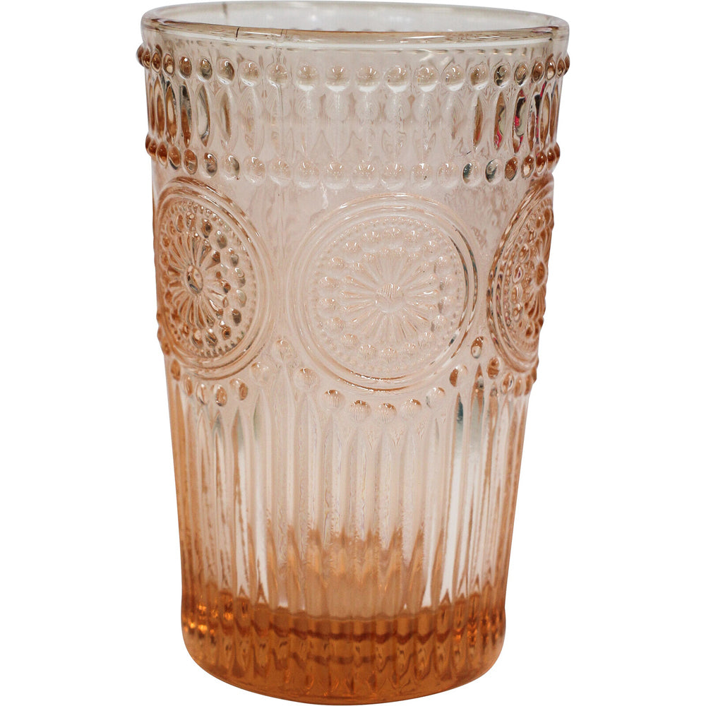4PK LVD Tall Glass 12.5cm Tumbler Water Drinking Cup - Peach