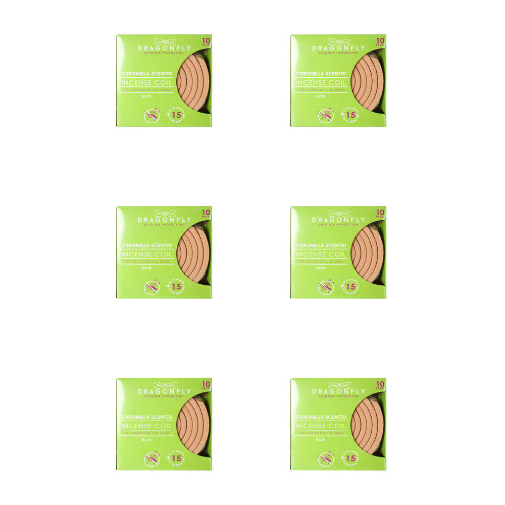 6x 10pc Dragonfly Citronella Scented Incense Coil 10Cm Mosquito Repellent Aromatic