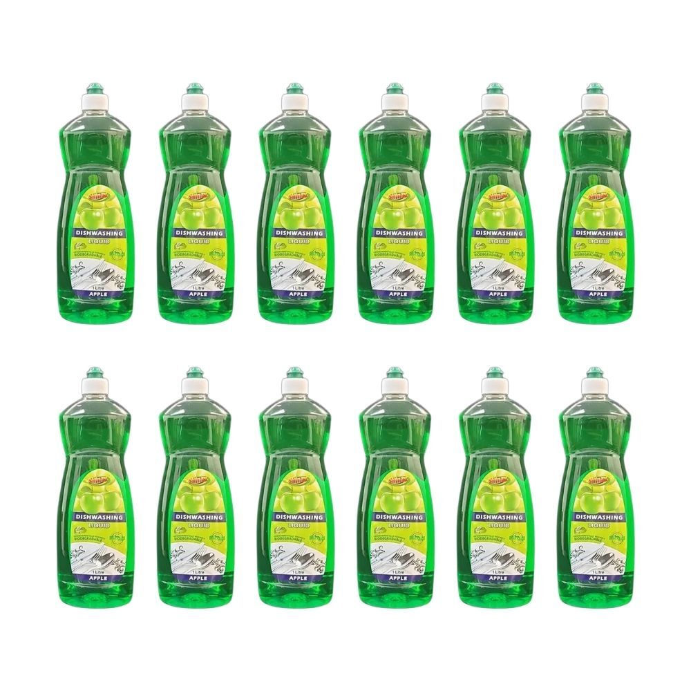 12PK Shinax Scented Dishwashing Liquid Detergent Apple 1L Dish Cleaning Soap