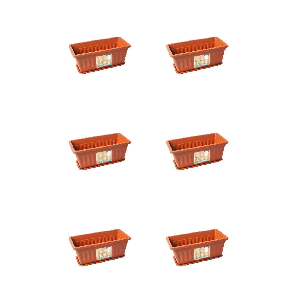 6PK Antheia Green Homewares 34x19cm Garden Pot w/ Saucer Assorted - Brown
