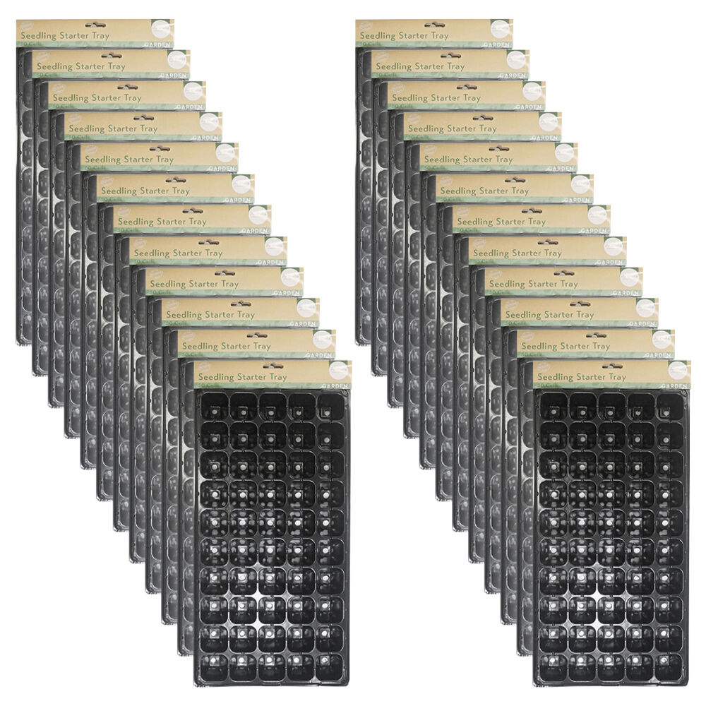 24PK Antheia 50 Cell Seedling Outdoor Gardening Starter Planter Tray Black