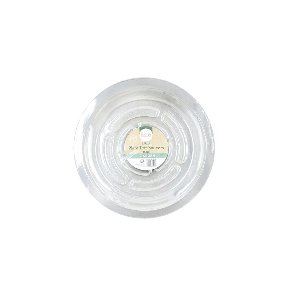 144pc Antheia Green Homewares PET Plant Pot Saucer 15cm - Clear