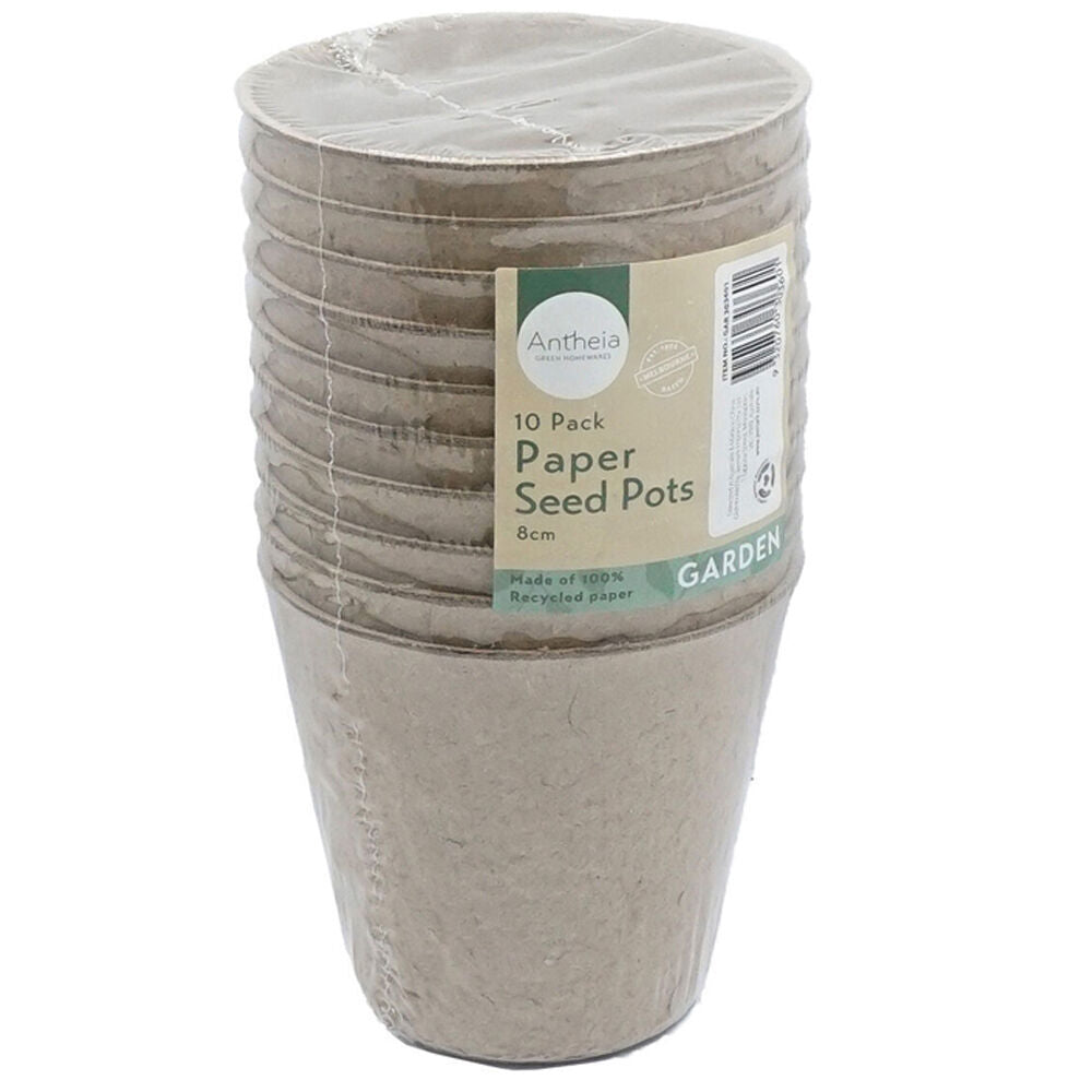 24x 10pc Antheia Eco Round Recycled Paper Seed Pots Planter Pack 8cm Brown
