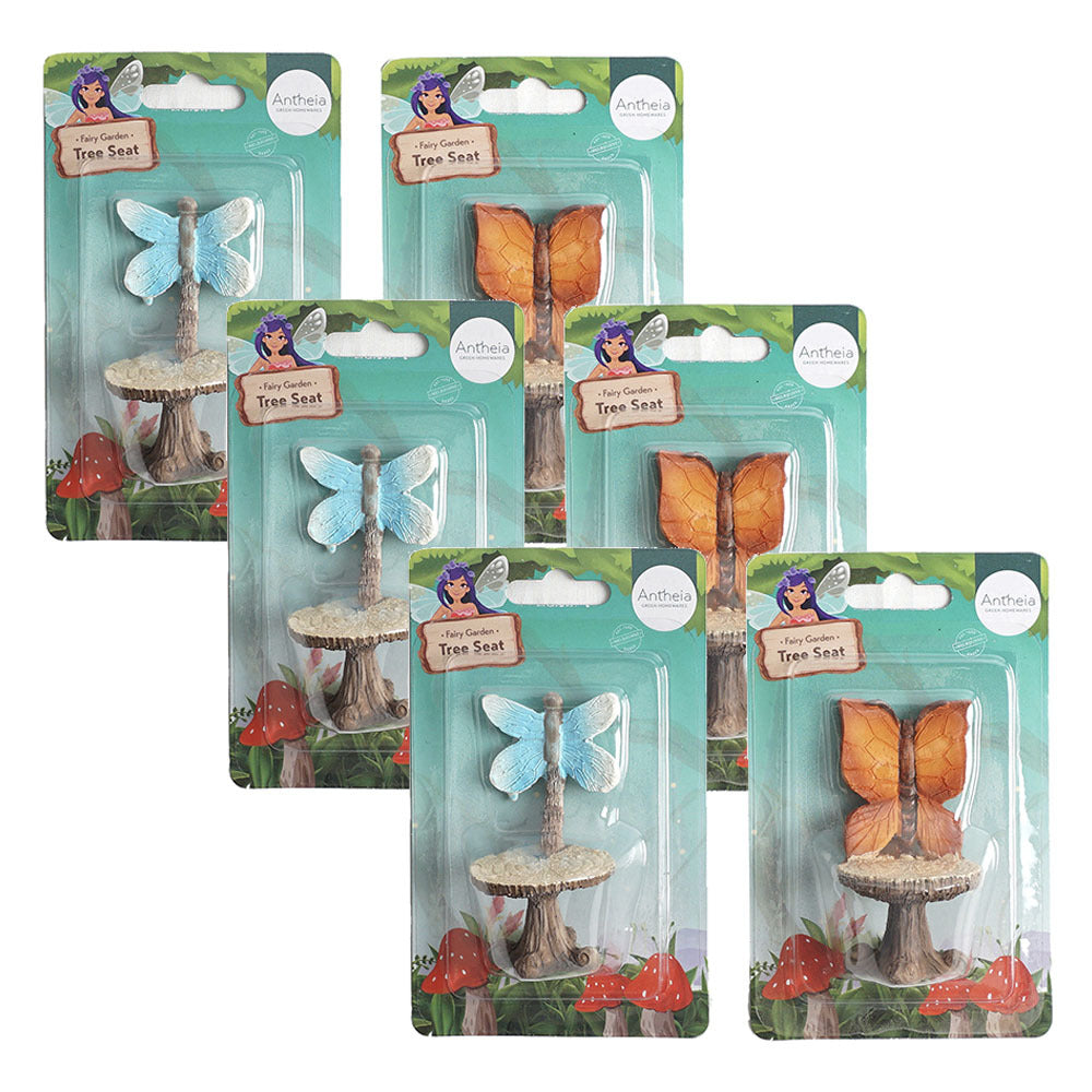 6PK Antheia Green Homewares Fairy Garden Tree Seat Assorted