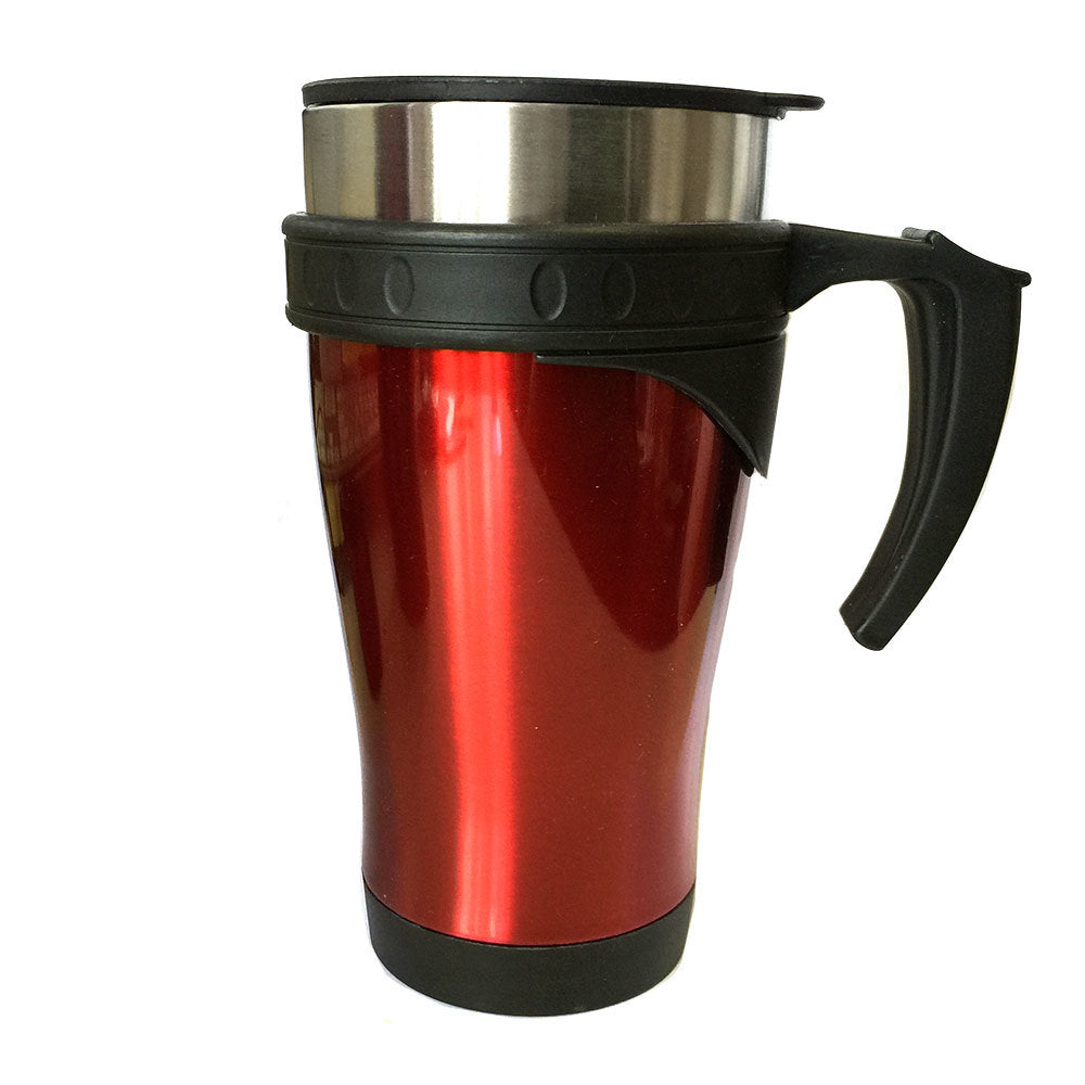 4pc Stainless Steel Flask 450ml Mug & 500ml Bottle w/ Double Wall Vacuum - Red