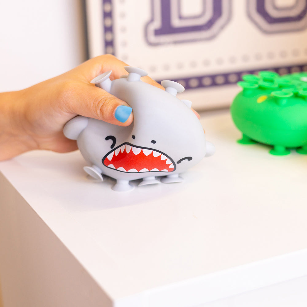 3PK Good Banana Suction Cup Fidget Shark Squeeze Toy 13cm Grey