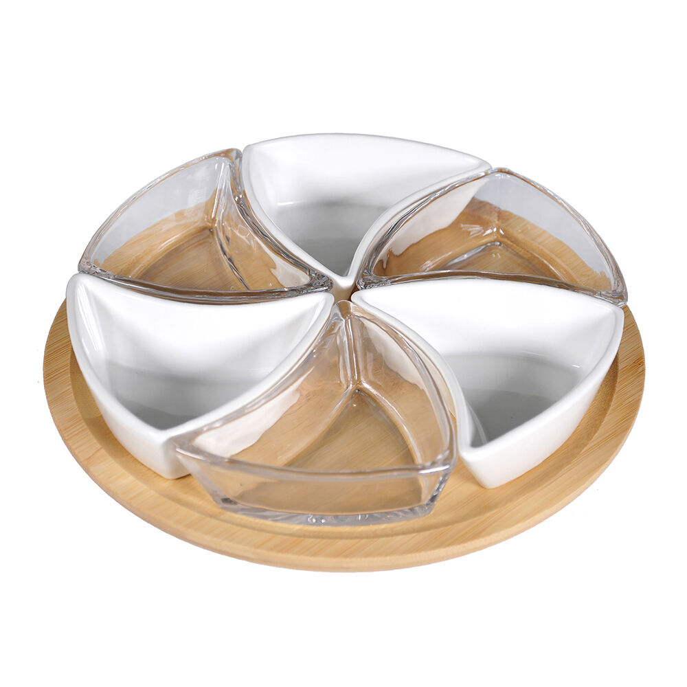 NF Living Pinwheel Serving Set Tray 25x4cm Solid Wood