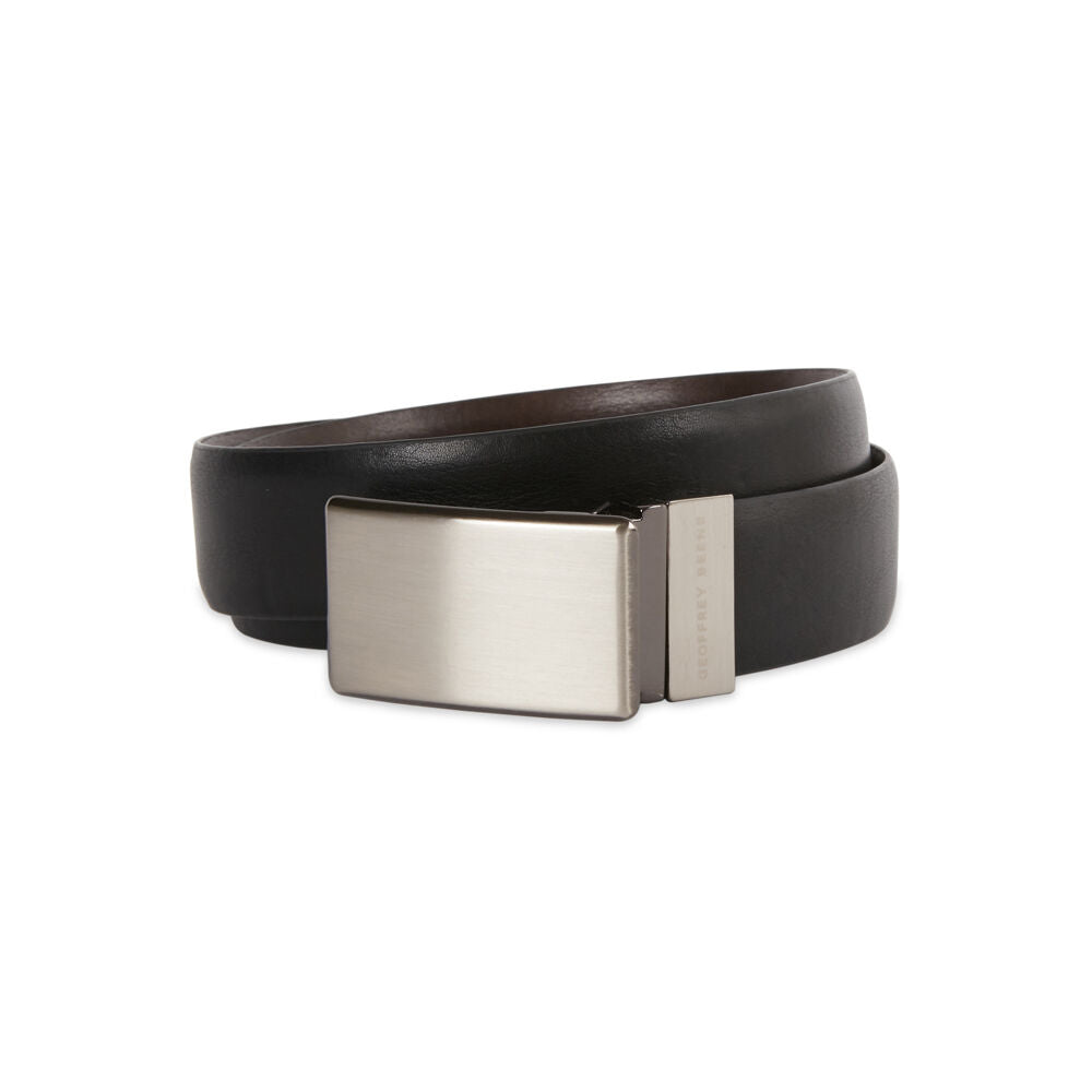 Geoffrey Beene Leather Plate Buckle Revo Belt - Black/Brown