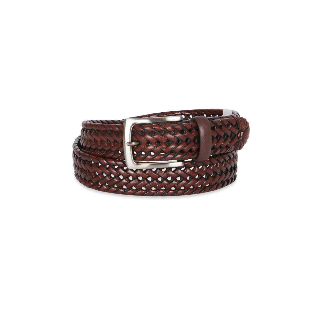 Geoffrey Beene Leather Woven Men's Formal Belt - Brown