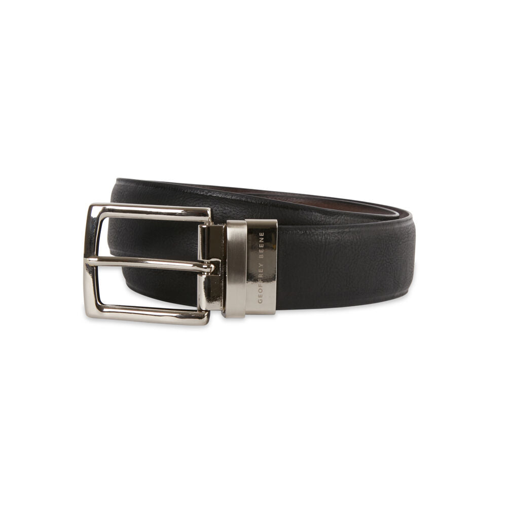 Geoffrey Beene Leather Pin Buckle Revo Belt - Black/Tan