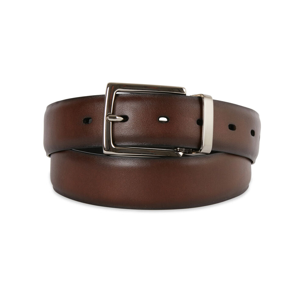 Geoffrey Beene Leather Pin Buckle Revo Belt - Black/Tan