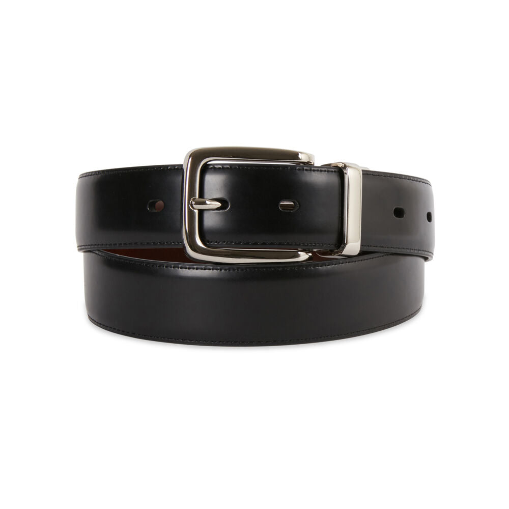 Geoffrey Beene Leather Pin Buckle Revo Belt - Chocolate/Black