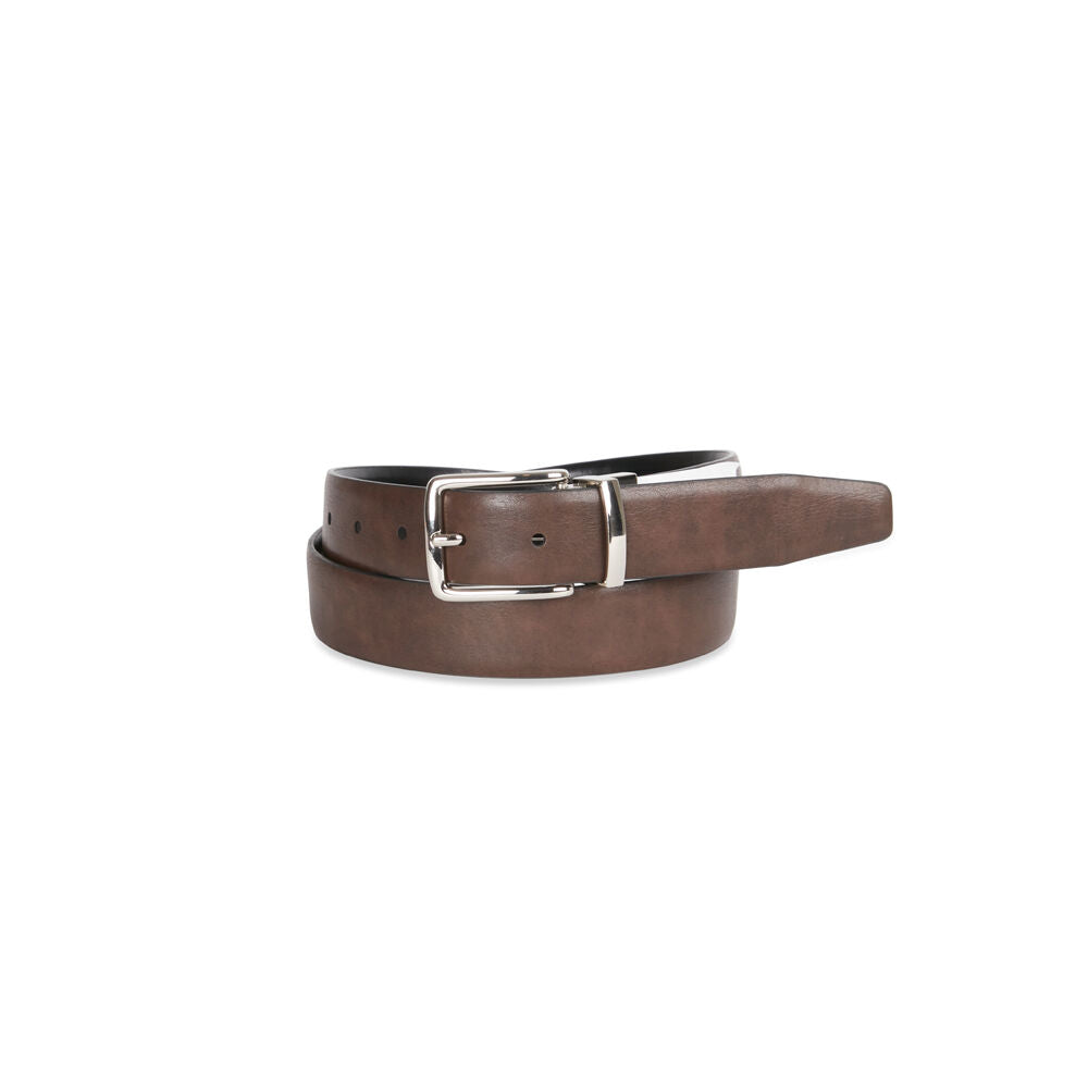 Geoffrey Beene Leather Pin Buckle Revo Belt - Black/Tan