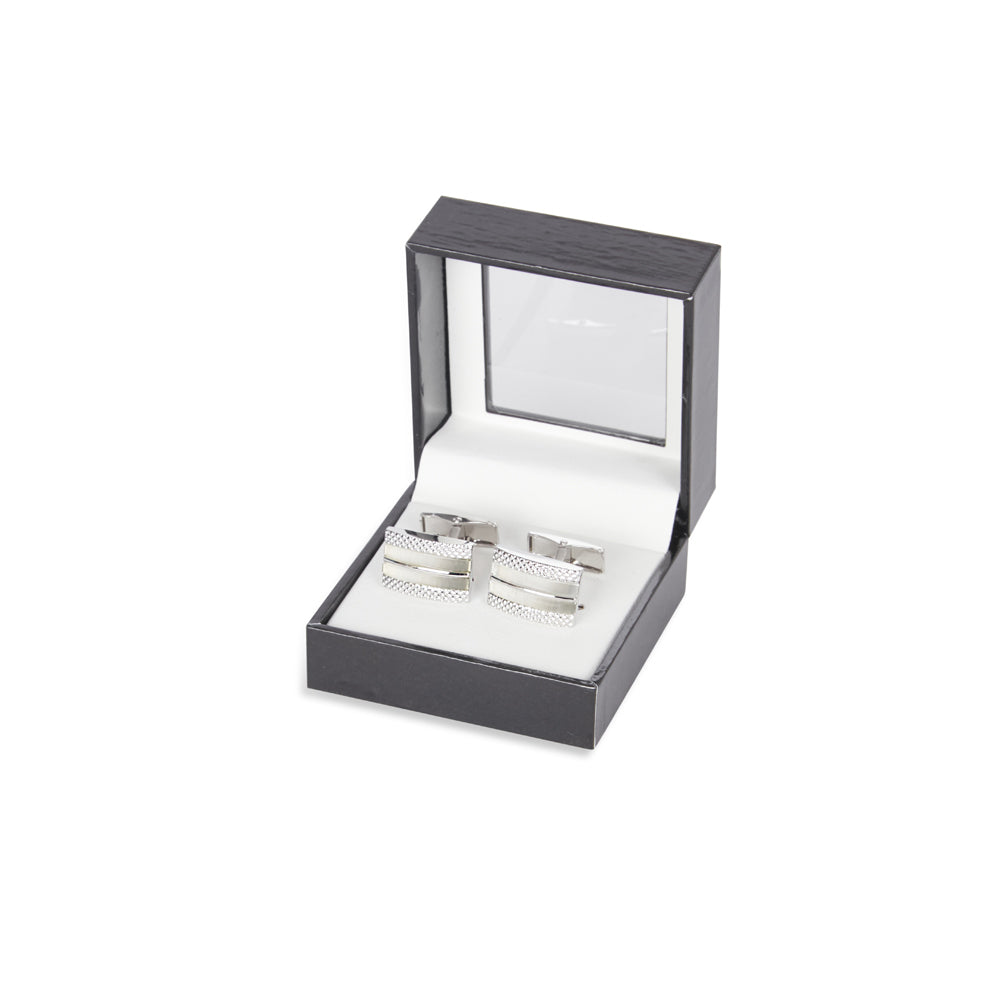 Geoffrey Beene Mens Formal Metal Alloy Rectangular Cufflink - Silver