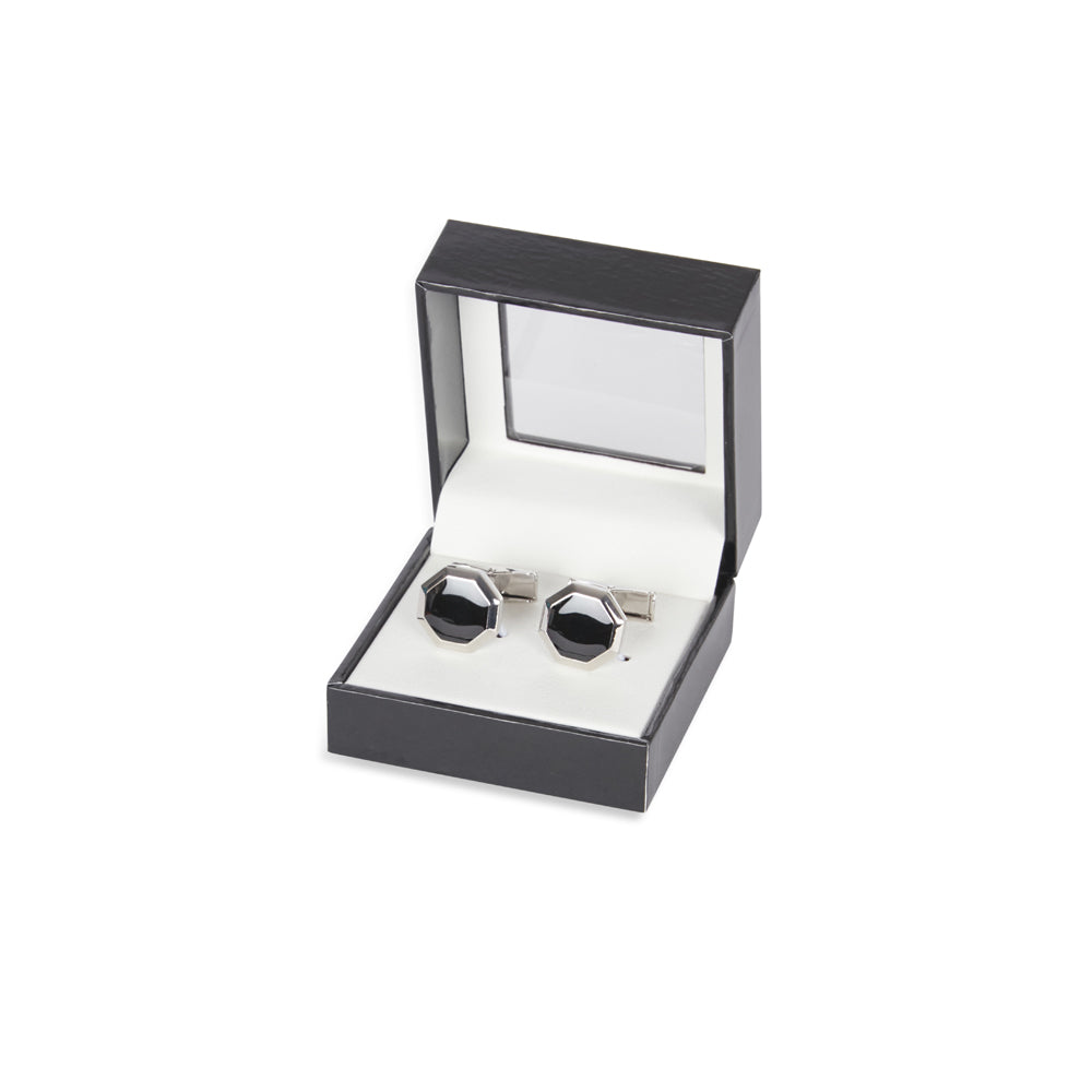 Geoffrey Beene Mens Formal Metal Alloy Hexagonal Cufflink - Silver