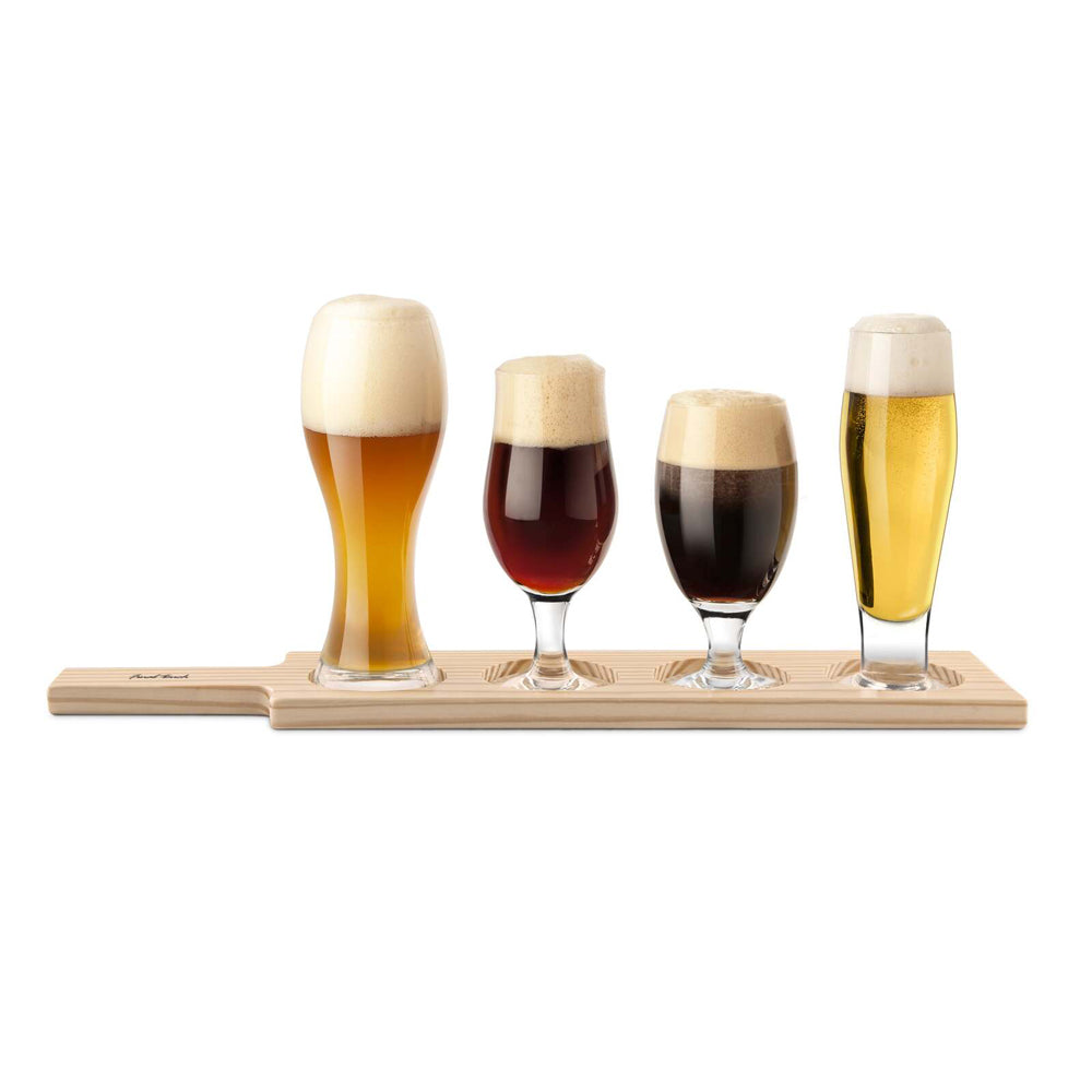 6pc Final Touch Beer Tasting Wooden Paddle Glassware Set