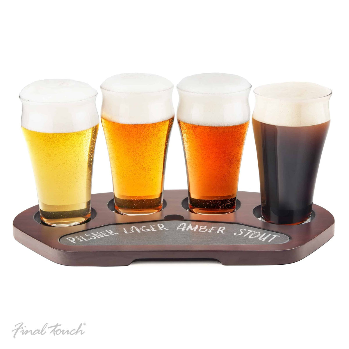 Final Touch Craft Beer Flight Set w/4x 250ml Glasses/Serving Board