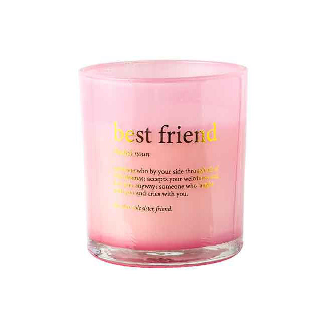 Best Freind Noun Vanilla Scented Pink Pearlescent Candle Round 12.5cm