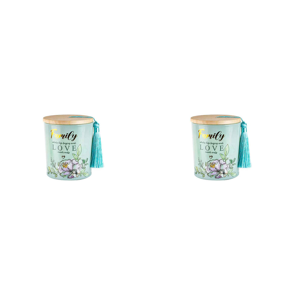 2PK Family 300g Vanilla Scented Candle w/ Wood Lid & Tassel