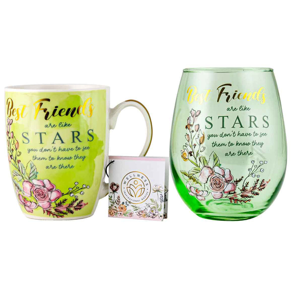 2pc Best Friends 400ml/600ml Mug & Stemless Wine Glass Set