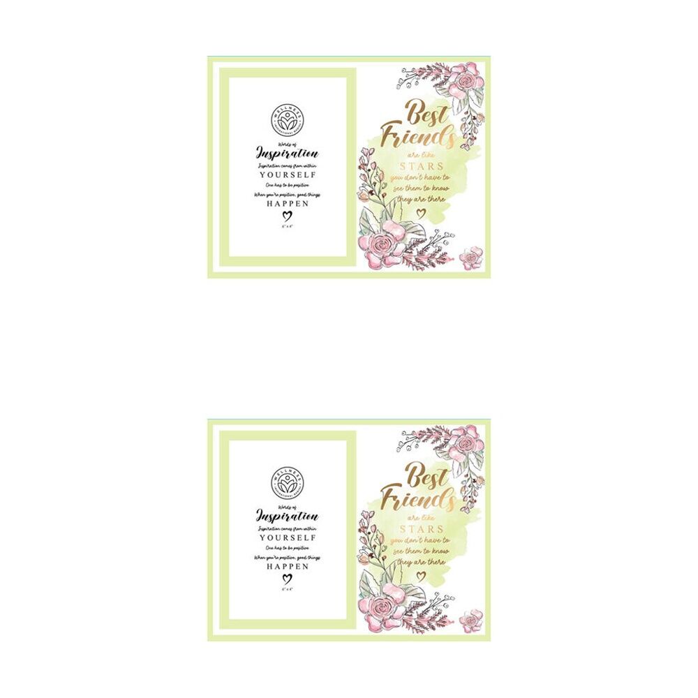 2PK LMD Glass Best Friends Wellness Photo Frame Decor 18x19cm