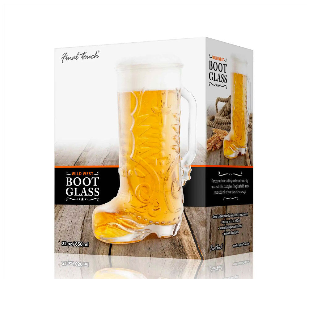 Final Touch 650ml Wild West Cowboy Boot Beer Glass