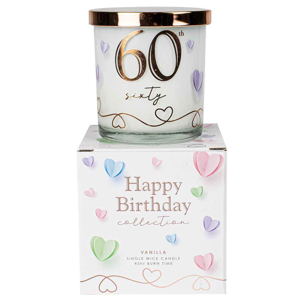 60th Candle Vanilla 45hr Burn Time 9 x 8cm Keepsake Gift Set