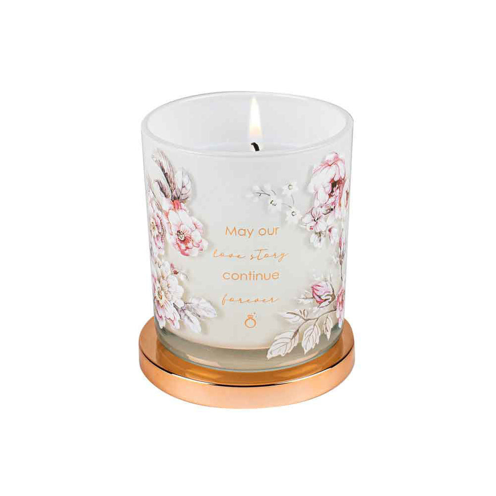 Glass Anniversary Candle w/ Gold Lid Base Round 9cm