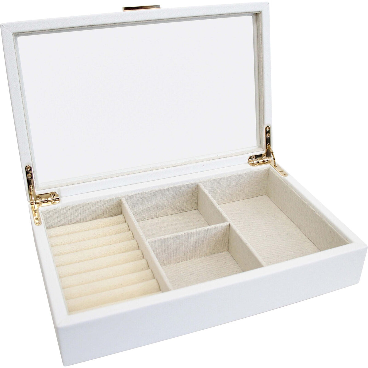 LVD MDF Glass 29.5x19cm Jewellery Box Storage Rectangle Large - White