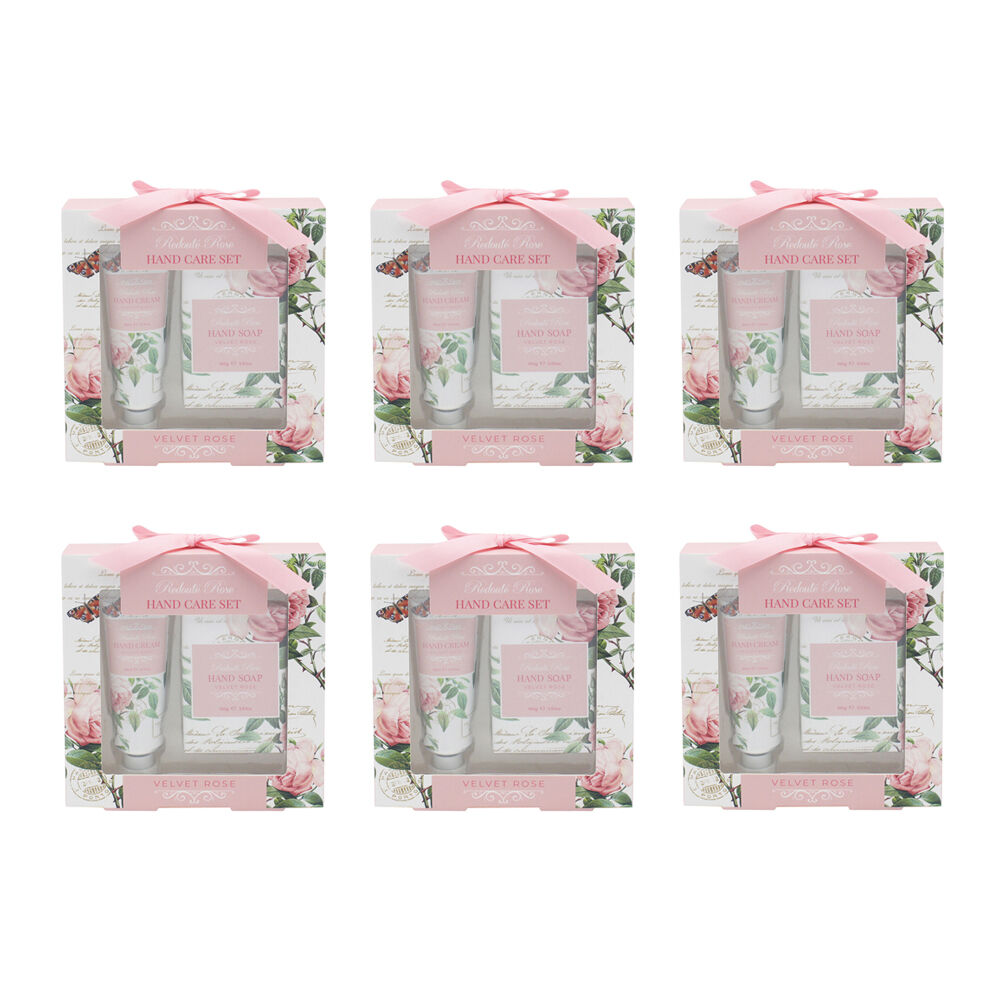 6x 2pc Gibson Gifts Redoute Rose Cream & Soap Hand Care Set
