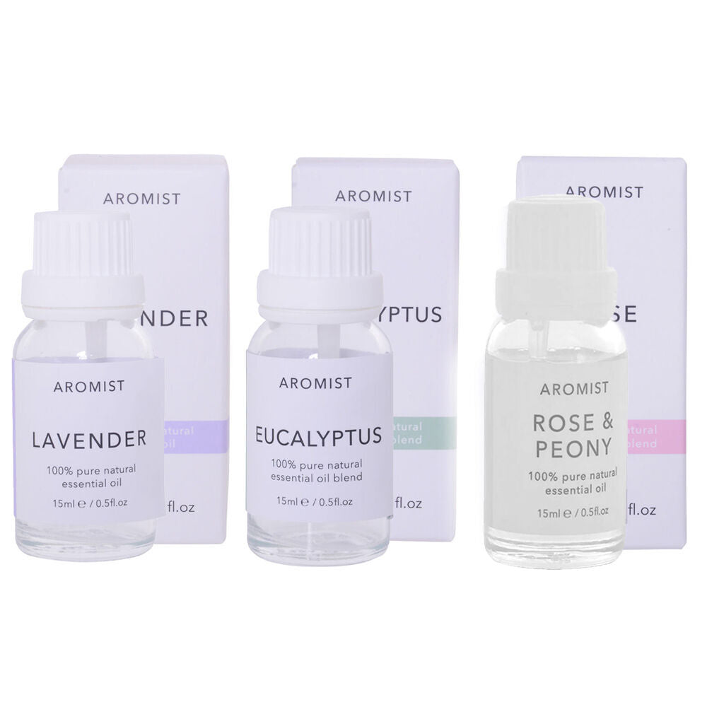 3pc Gibson Gifts Aromist Oil 15ml Lavender/Eucalyptus/Rose Scent Combo